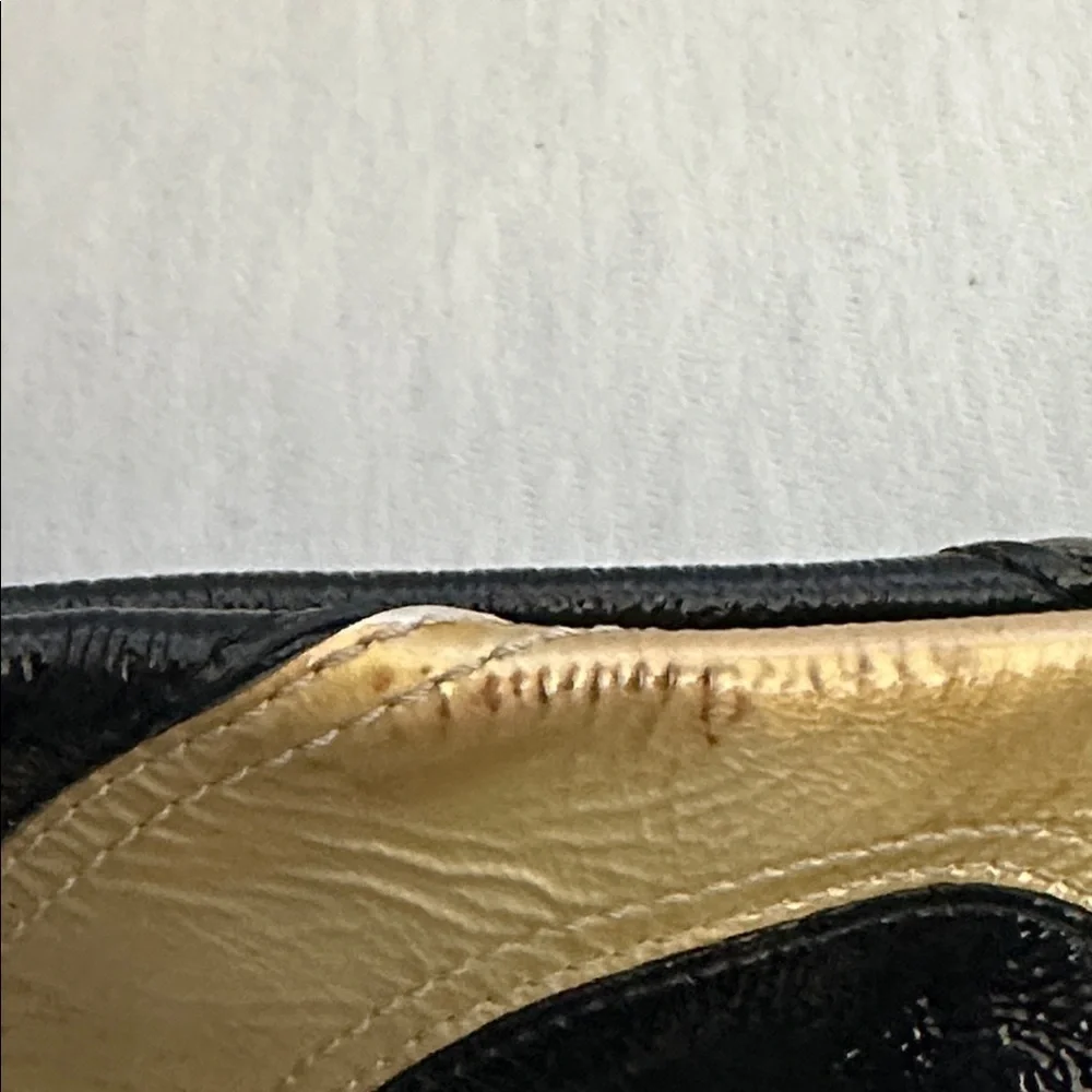Coach Vintage “C” Signature Inlaid Black Gray Gold Patent Leather Peyton Tote